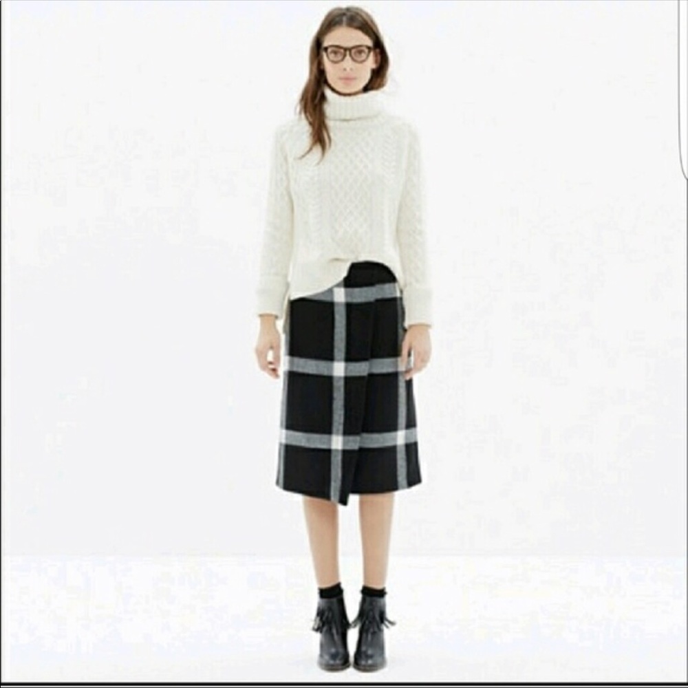 HP Madewell Wool Wrap Buffalo Plaid MIDI Skirt